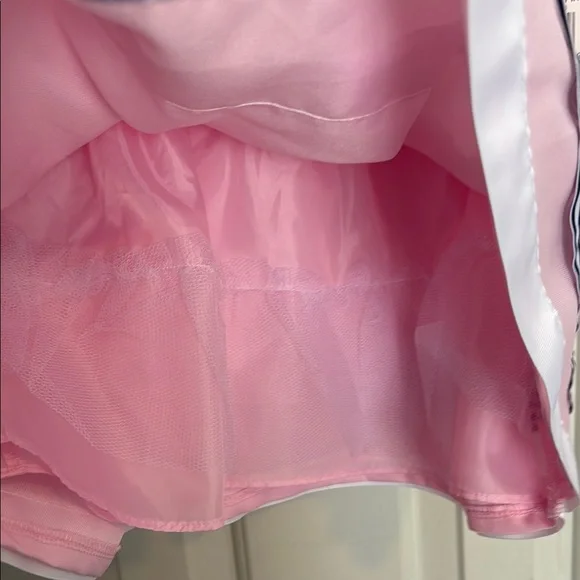 Rare Editions Pink Dress with Navy Striped Accents and Bow with matching hat - Picture 7 of 14